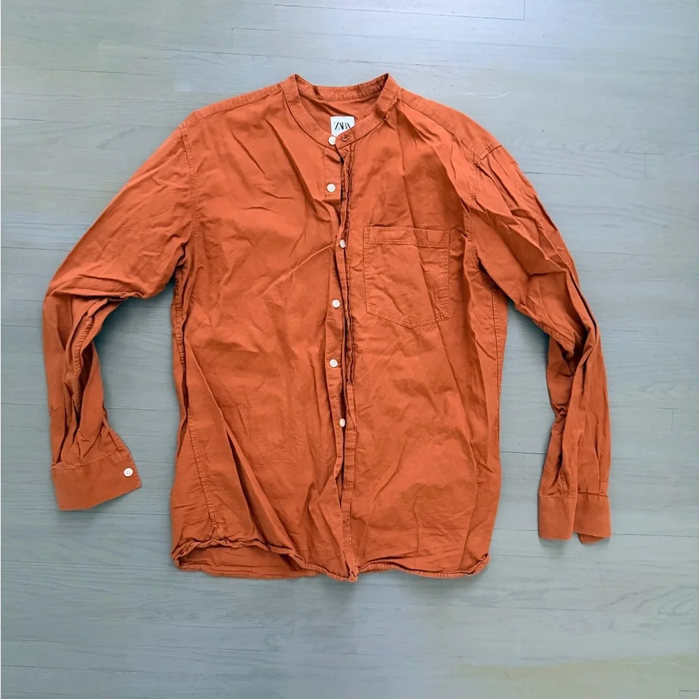 Zara Men's Rust Button Down Shirt - Picture 1 of 4